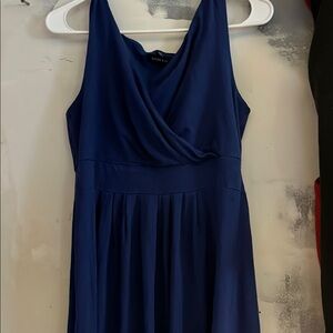 Lands' End Blue Cowl Neck Pleated Sundress